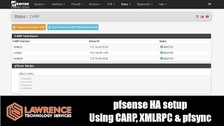 pfsense HA  High Availability Setup and Testing Using CARP XMLRPC amp pfsync [upl. by Vijar]