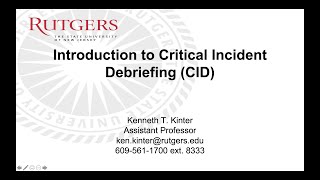 Introduction to Critical Incident Debriefing CID [upl. by Cerelly707]