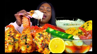 SEAFOOD BOIL MUKBANG LOBSTER TAIL MUKBANG SEAFOOD ALFREDO  CHEESE SAUCE MUKBANG [upl. by Besnard]