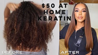 How to Use KERATIN TREATMENT at home to straighten natural hair [upl. by Aihtibat]