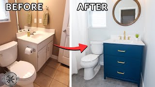 Easy Small Bathroom Remodel  DIY Makeover [upl. by Soisinoid982]