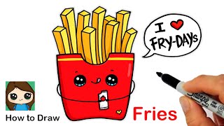 Learn How to Draw French Fries 🍟 Cute Pun Art 9 [upl. by Anirtek]