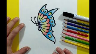 Como dibujar una mariposa paso a paso 17  How to draw a butterfly 17 [upl. by Ayidan]