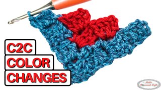 How to CHANGE COLORS in CORNER TO CORNER CROCHET C2C  5 TIPS [upl. by Claire495]