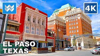 4K Downtown El Paso Texas USMexico Border City Walking Tour amp Travel Guide 🎧 Binaural City [upl. by Artimas915]