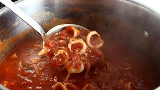 Calamari Marinara  Tender Calamari in Tomato Sauce Recipe [upl. by Enorej]