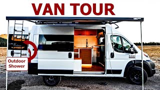 VAN TOUR  Luxurious Promaster Van Conversion with Outdoor Shower and High End Finishes [upl. by Masuh]