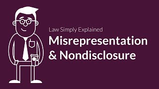 Misrepresentation and Nondisclosure  Contracts  Defenses amp Excuses [upl. by Leeke]