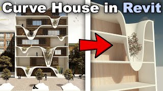 Curve House Facade in Revit Tutorial [upl. by Eesak]