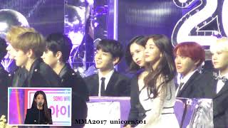 171202 BTS JUNGKOOK reaction to IU won songwriter awards speech [upl. by Anen]