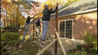 How to Build a Pergola Over a Patio Video [upl. by Orel996]