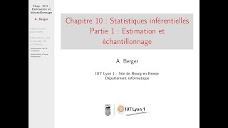 Probastats  Chapitre 10 Statistiques inférentielles  Partie 1 Estimation et échantillonnage [upl. by Tammy822]