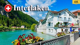 Interlaken Switzerland 4K  Top tourist destination  Swiss Town [upl. by Wallack]