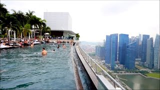 Singapore SkyPark Pool  Sands Marina Bay Hotel  57th Floor [upl. by Ydnirb]