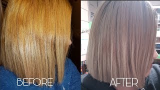 How to tone brassy hair with Wella T14 amp 050 [upl. by Oicnanev424]