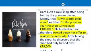 How to apply misrepresentation Liam cupcake scenario [upl. by Sula]