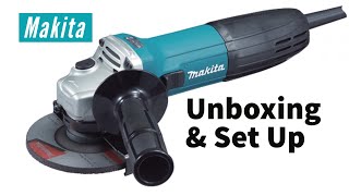 Makita GA4530R Angle Grinder  Unboxing and Setting Up [upl. by Karry]