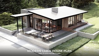 2Bedroom Modern Contemporary Cabin House Plan  1200 sq ft [upl. by Haneehs]