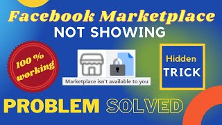 Facebook Marketplace Not ShowingMarketplace isnt available to you [upl. by Aundrea343]