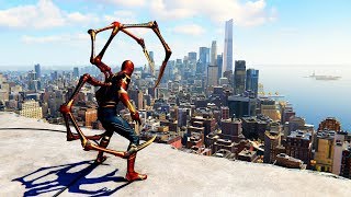 SpiderMan PS4  Iron Spider Suit Combat amp Free Roam Gameplay [upl. by Lucilia427]