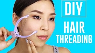 At Home DIY Hair Threading  TINA TRIES IT [upl. by Acirt148]