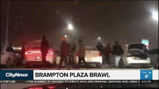 Brampton plaza brawl Warning graphic content [upl. by Alrak]