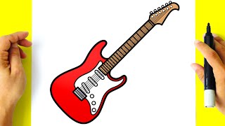 Como DESENHAR uma GUITARRA  Como DIBUJAR una GUITARRA  How to DRAW an ELECTRIC GUITAR [upl. by Aroz]