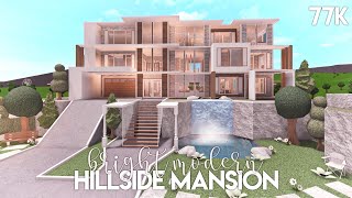 Bright Modern Hillside Mansion  Bloxburg Build [upl. by Nerissa]