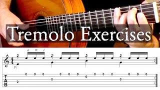 TREMOLO EXERCISES  With Tab  Fingerstyle Guitar [upl. by Etteyniv]