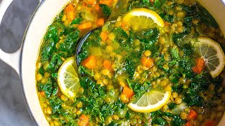 Lemon Turmeric Lentil Soup Recipe [upl. by Sumner95]