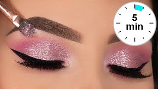 5 MINUTE Glitter Eye Makeup Tutorial  Prom Eye Makeup [upl. by Sivla]