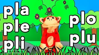 Sílabas pla ple pli plo plu  El Mono Sílabo  Videos Infantiles  Educación para Niños [upl. by Porter597]