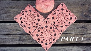 Crochet Sunset Flower Square Motif Tutorial Part 1 [upl. by Augustin]