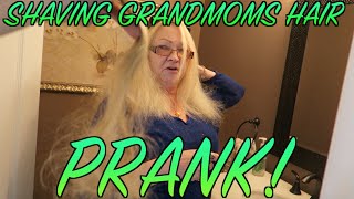 SHAVING GRANDMOMS HEAD SCARE PRANK [upl. by Moyna]