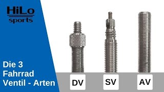 Fahrradventile Unterschiede  Die 3 Fahrradventil Arten  SV DV AV Ventile [upl. by Elades]