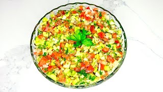 Shirazi Salad Recipe Persian Cucumber Tomato and Onion Salad l Flavorsome Kitchen [upl. by Ahtanaram]