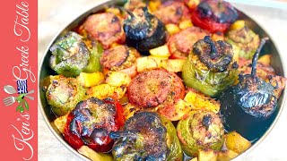 Stuffed Peppers and Eggplants  Low Carb Gemista Recipe  Ken Panagopoulos [upl. by Fridlund513]