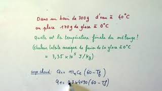 CHIMIE  CALORIMETRIE  mélange eau glace [upl. by Je]