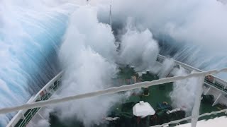 Ship in Storm  Cruise Ship Climbing Up Big Waves [upl. by Oakes]