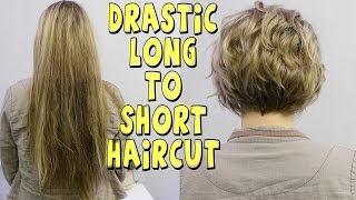 Quarantine Help DRASTIC LONG TO SHORT WOMENS HAIRCUT [upl. by Hashum]