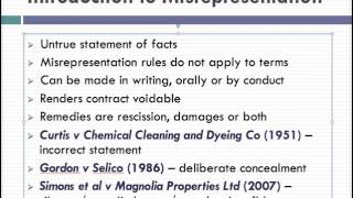 Misrepresentation Lecture 1 of 4 [upl. by Selby]