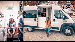 Her Stunning Dodge Promaster Camper Van W Shower amp Toilet  Tiny House Life [upl. by Anoyek]