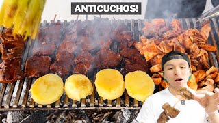 ¡COMIDA CALLEJERA PERUANA ANTICUCHOS CON RACHI  Abelca [upl. by Constantin]