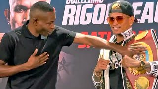 GUILLERMO RIGONDEAUX TAUNTS JOHN RIEL CASIMERO IN FACE OFF TOUCHES BELT AND LAUGHS AT HIM [upl. by Einnal]