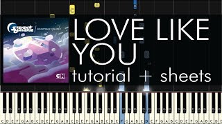 Steven Universe  Love Like You  Piano Tutorial  Sheets [upl. by Hayarahs]